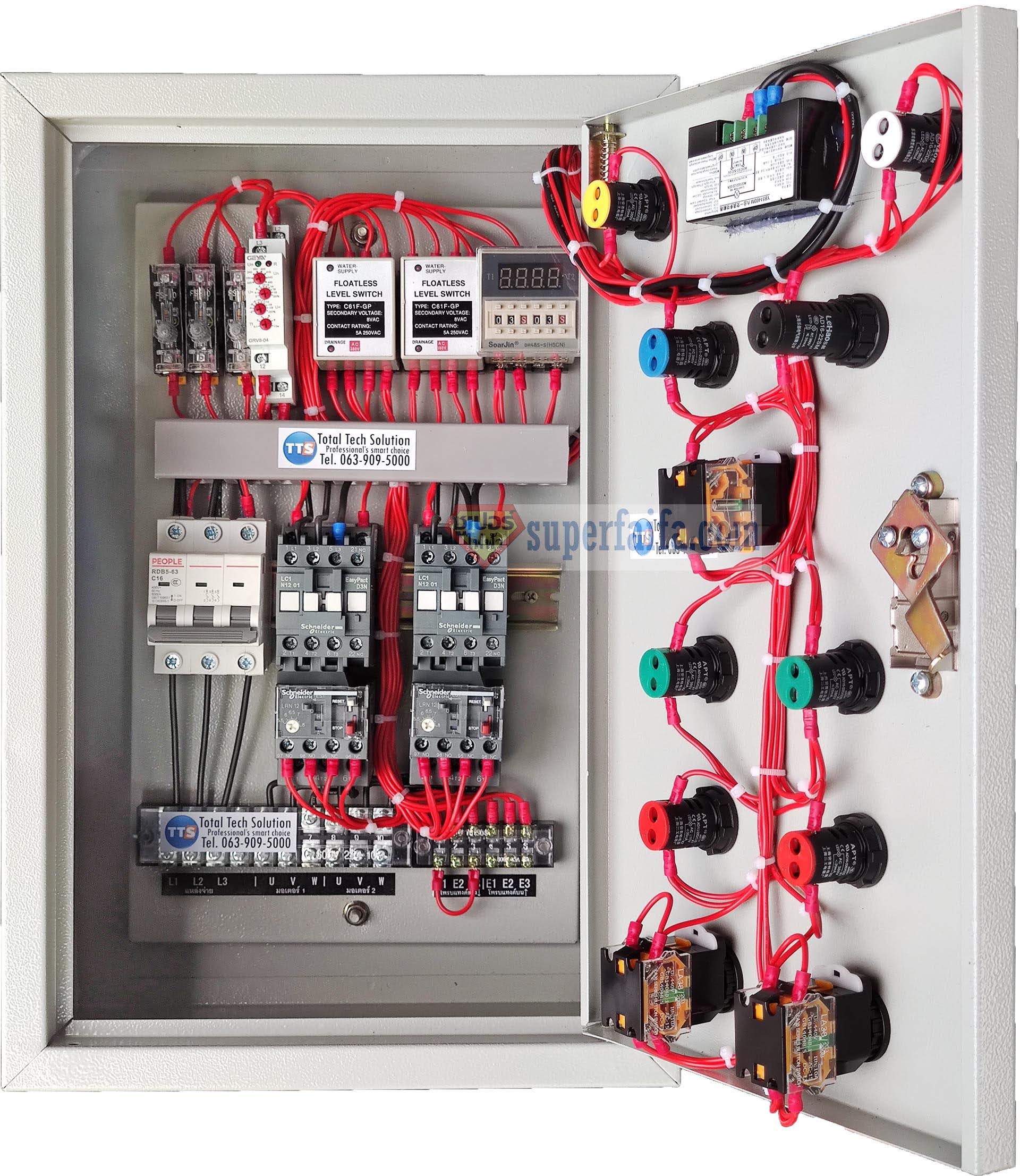 ตู้คอนโทรลปั๊มคู่ PT133D 3เฟส 380V 0.5-20HP