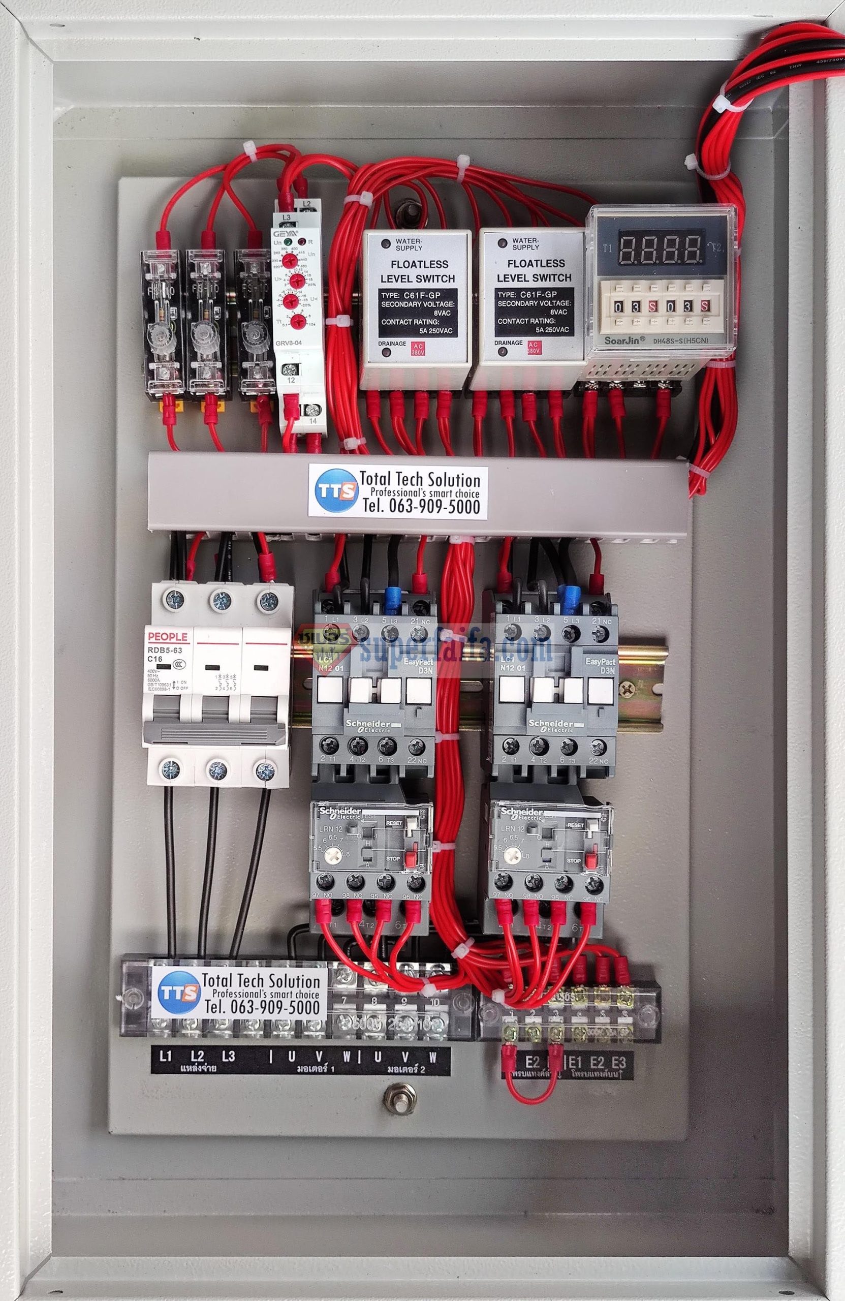 ตู้คอนโทรลปั๊มคู่ PT133D 3เฟส 380V 0.5-20HP