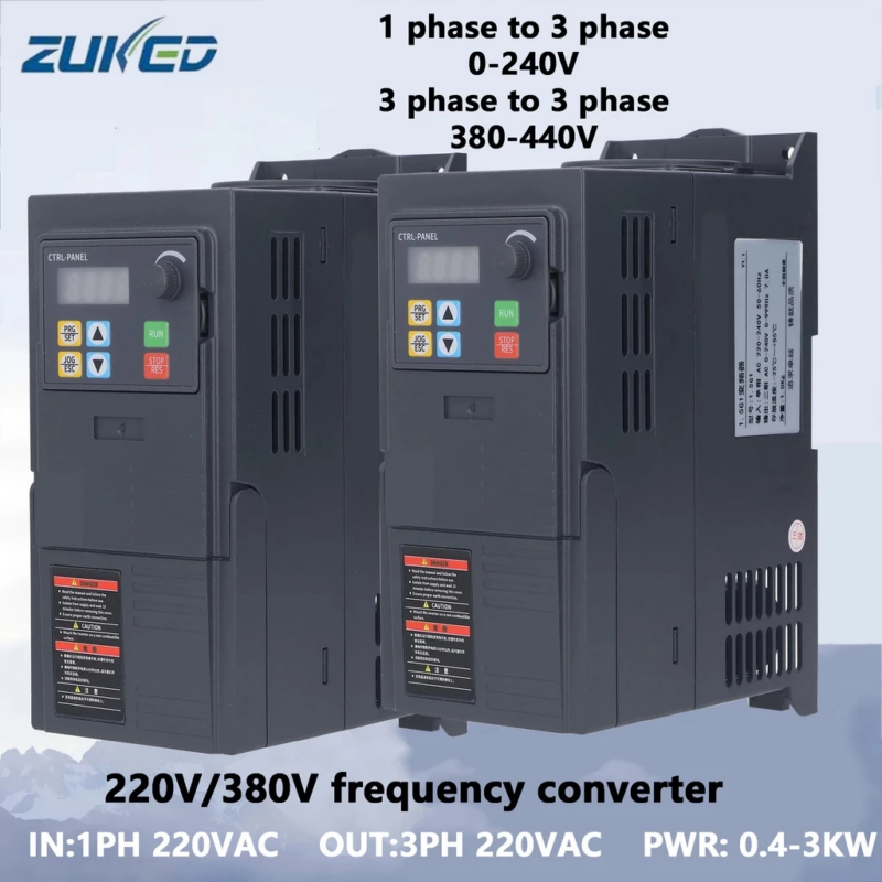 อินเวอร์เตอร์ VFD ZUKED 0.75-11kW 1-15HP 220V /380V 3Ph 50Hz 400Hz